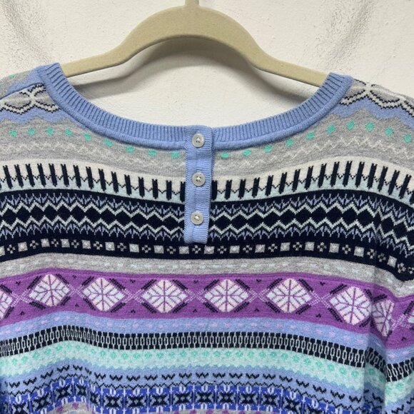 Talbots Plus Size 2X Fair Isle Sweater Pastel Stripes Crewneck Wool Blend - Picture 6 of 8